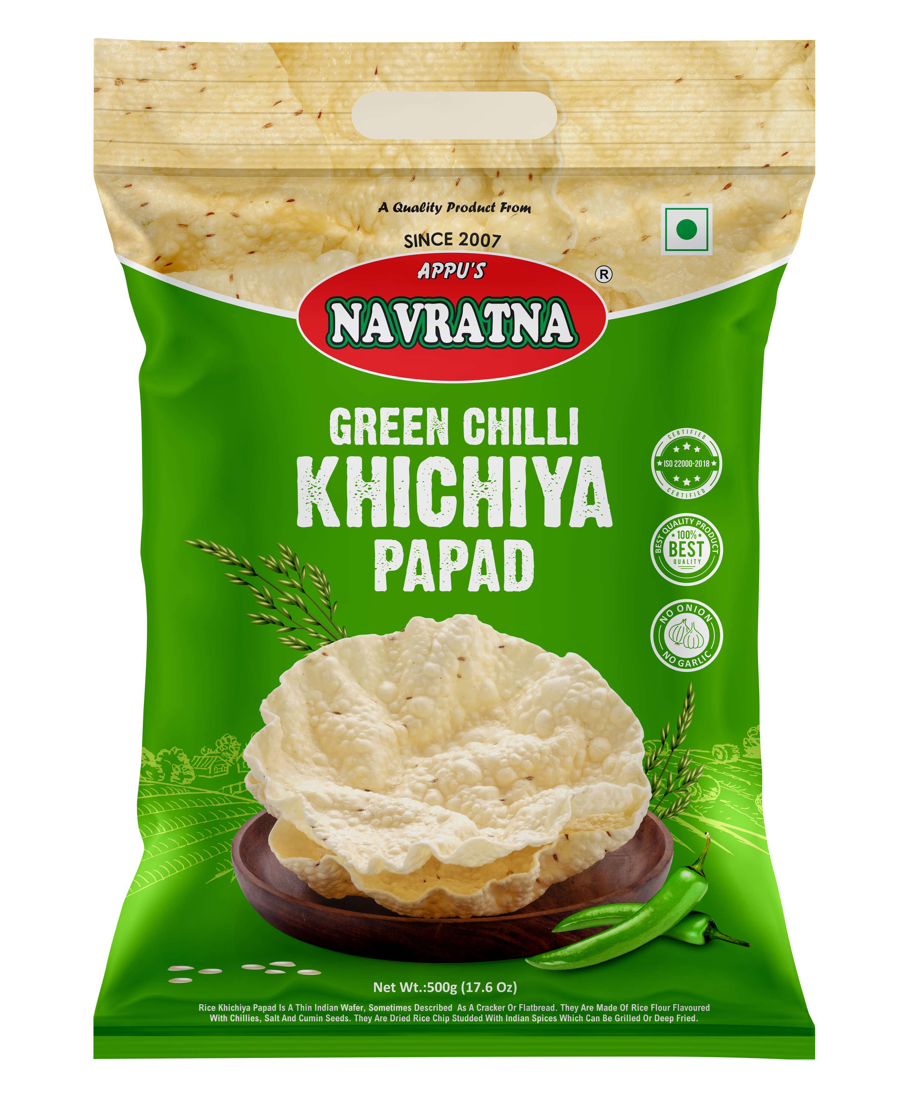 Green Chilli Khichiya Papad